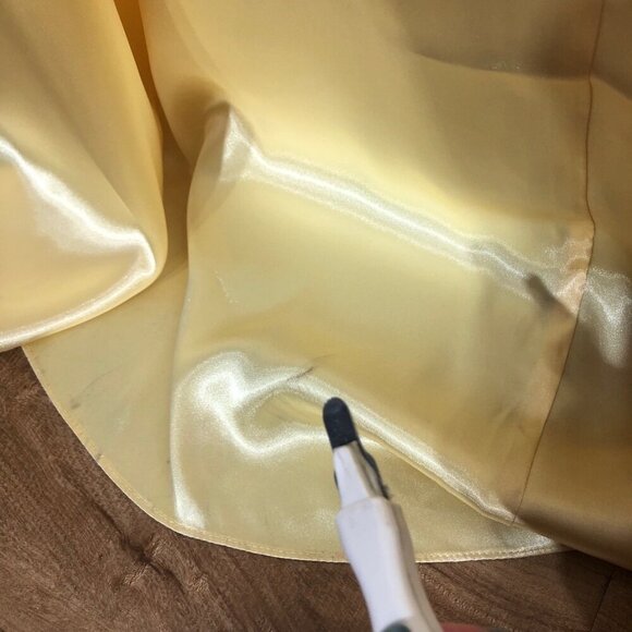 Blondie Nites Yellow Satin A Line Prom Dress Size 5 - Picture 10 of 11